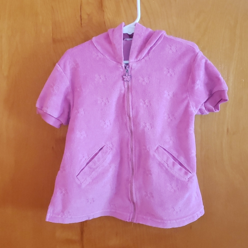 Swim'n Pretty full zip SS beach coverup pink 4T